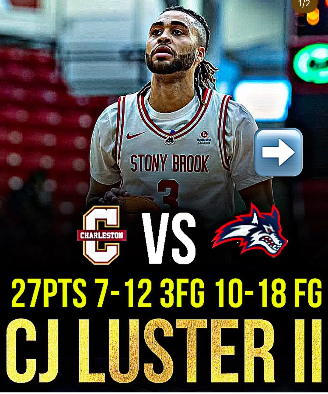 CJ Luster II 27 point stat graphic