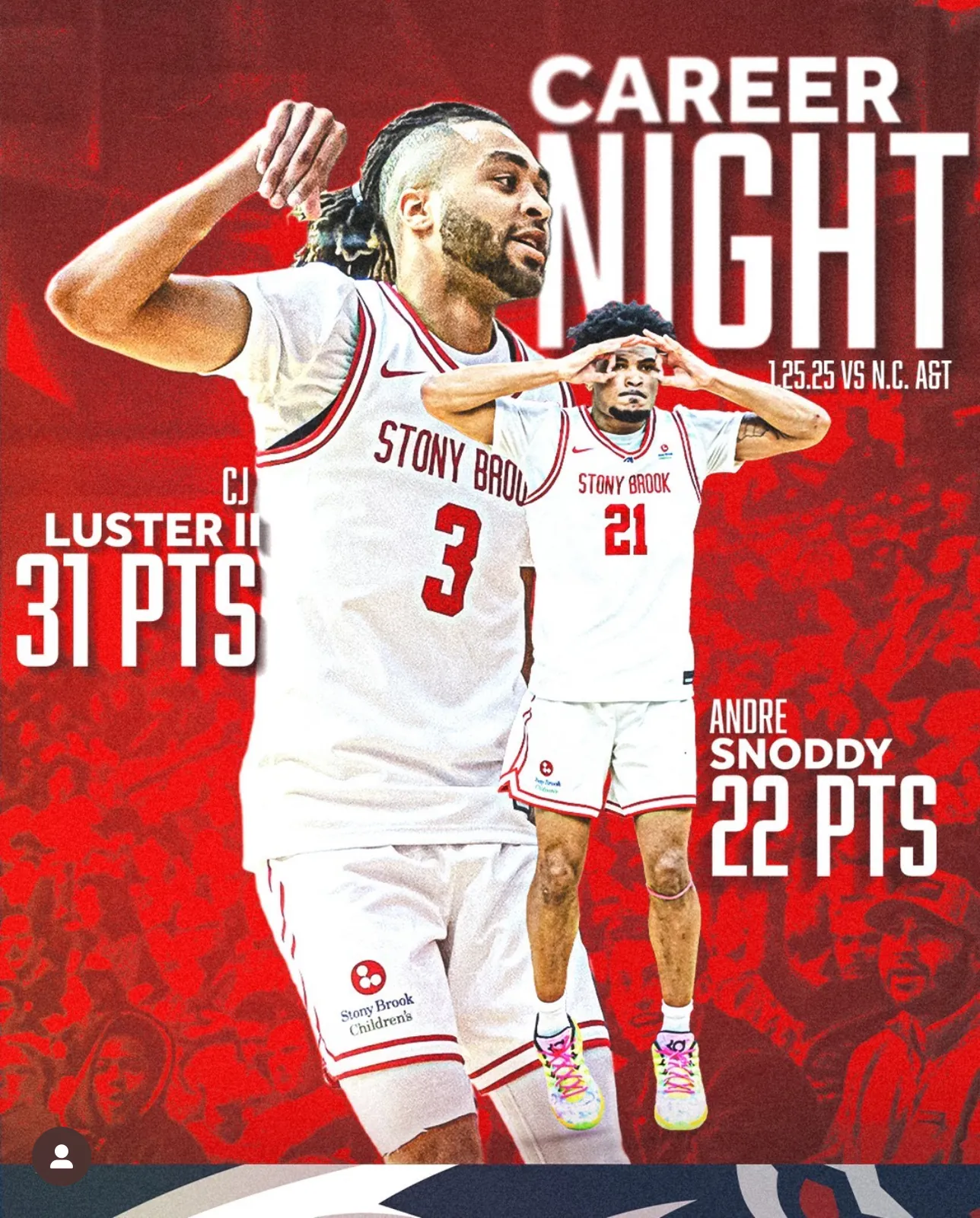 CJ Luster II career night graphic