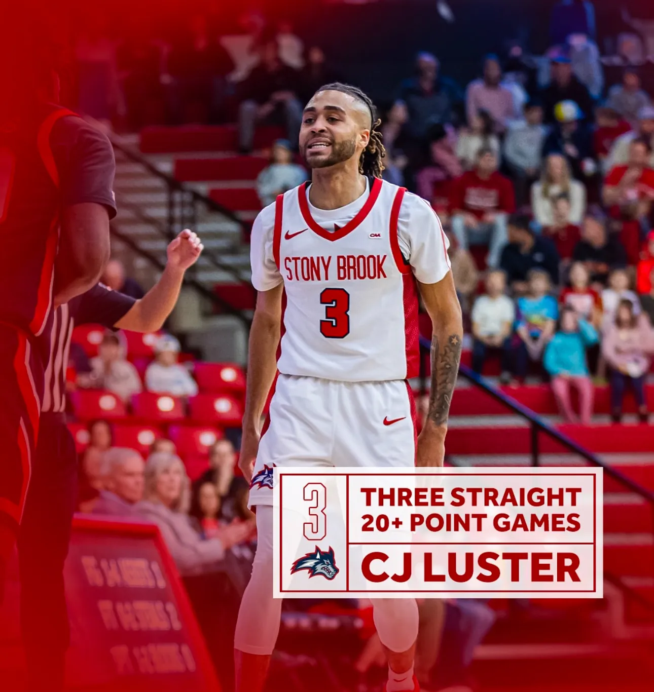 CJ Luster II three straight 20 point games graphic